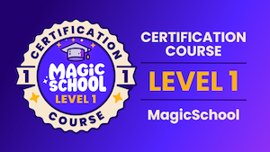 Blue tile with an icon of a bronze graduation cap for the Level One MagicSchool Certification Course