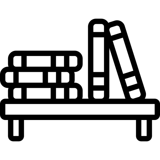 black icon of a stack of books